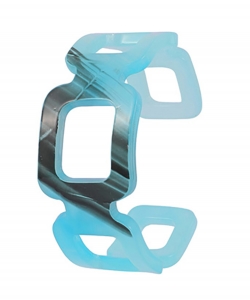 Linked Square Marble Resin Cuff Acrylic Bracelets BC700004 TEAL